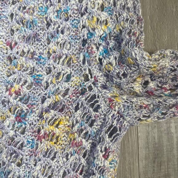 ST JOHN SPORT Multi-Season Blue Multi Open Knit Pullover Sweater PETITE - Picture 10 of 15